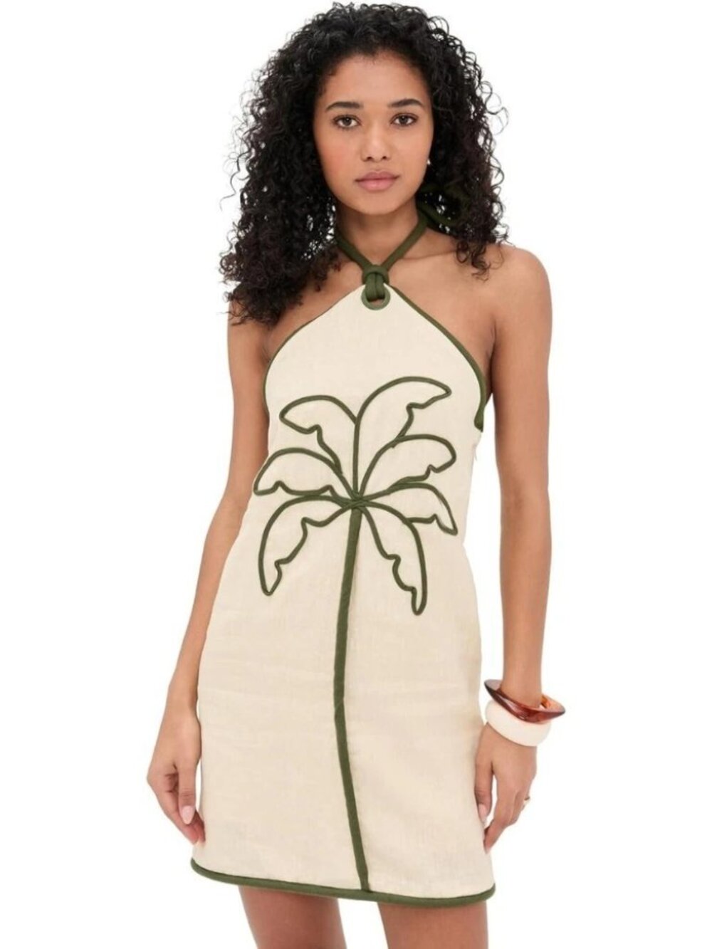 FARM RIO Palm Tree Embroidered Halter Neck Mini Dress - NWT - Size Small - Picture 12 of 14